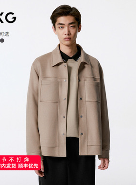 GXG男装 简约翻领仿麂皮夹克外套男24年秋品G24X213050