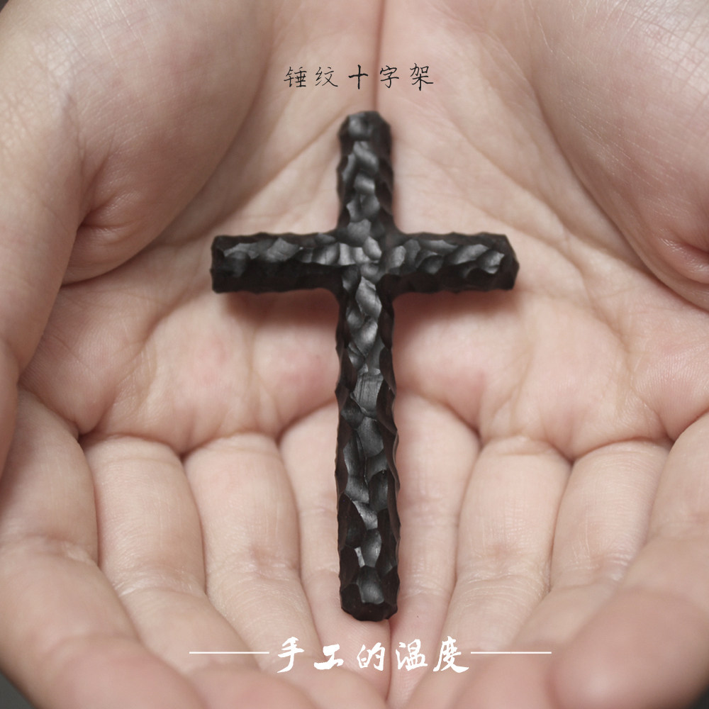 拙艺男女檀木手工制作十字项链
