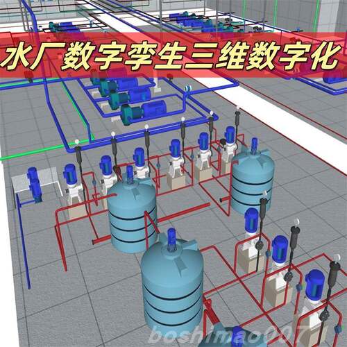 bim建模代画广联达revit智慧水务水利模型水厂模型unity3d场景
