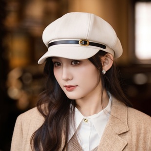 帽子报童帽大头围女款2025秋冬新款显脸小方圆脸高级感八角贝雷帽