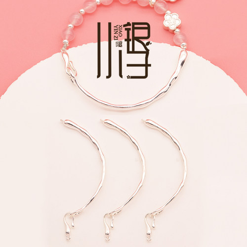 S925纯银不规则光面半圈手镯手圈