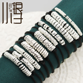 足银999实心盘缠隔珠素银隔片不规则圆环纯银DIY编绳手串手绳配件