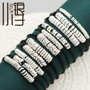 足银999实心盘缠隔珠素银隔片不规则圆环纯银DIY编绳手串手绳配件