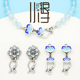 足银扣子 烧蓝如意锁做旧山茶花组合扣S999纯银 DIY手链编绳配件