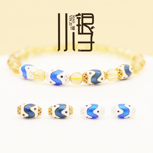 S999纯银滴胶镂空波浪纹米粒珠