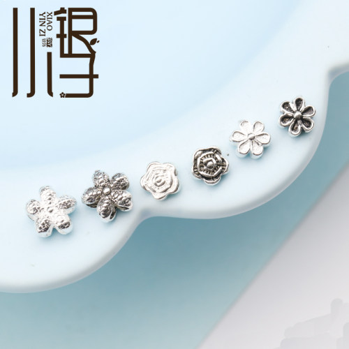 S925纯银玫瑰花小花迷你隔珠