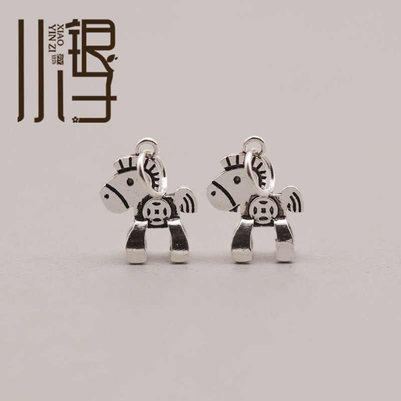 纯银卡通可爱木马独角兽吊坠