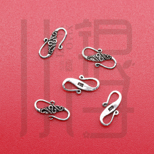 S925纯银收尾扣 麻花花纹S扣 开口泰银龙虾扣DIY手链编绳串珠配件