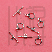 收尾扣 泰银扣子 做旧麻花拧绳OT扣 S925纯银DIY编绳串珠扣头配件