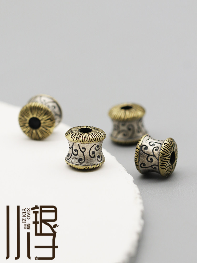 분리 비즈 디스트레스드 상감 구리 후프 패턴 허리 비즈 S 장식품 DIY 브레이드 로프 비드 액세서리 및 재료