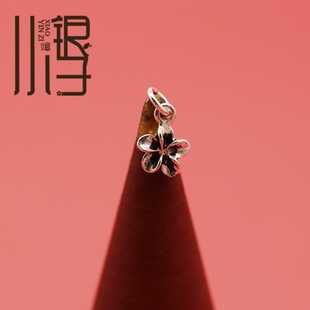 泰银吊坠 迷你紫荆花小花朵挂坠S925纯银银饰DIY手工编绳串珠配件