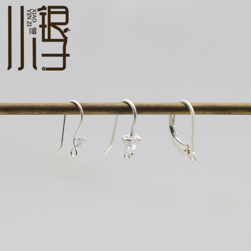 素银精工耳勾 锆石弹簧夸张耳饰半成品耳钩 S925纯银DIY材料配件