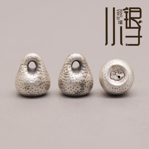 S999银3D硬银锥形如意锁纹底坠子