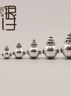 泰银隔珠 光面三通佛头S925纯银银饰DIY手工佛珠手串串珠材料配件