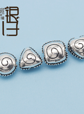 s925纯银爱心方形三角几何鼓珠