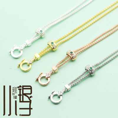 S925纯银双向可伸缩一体项链