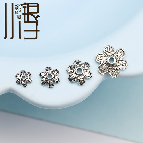 六字真言包珠流苏帽纯银花托