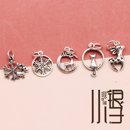 圣诞元素可爱卡通纯银吊坠