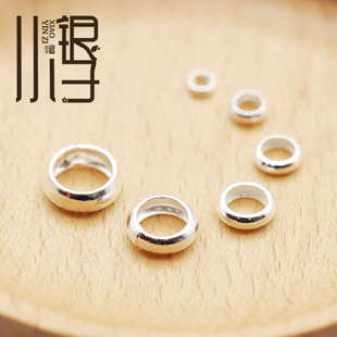 S925纯银隔珠 多尺寸闭口圈素银圆环隔片算盘珠DIY银饰品编绳配件