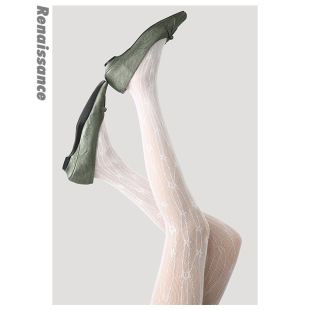 网袜 ins风小花精编春夏薄款 Renaissance蕾丝拼接网眼连裤 袜韩版