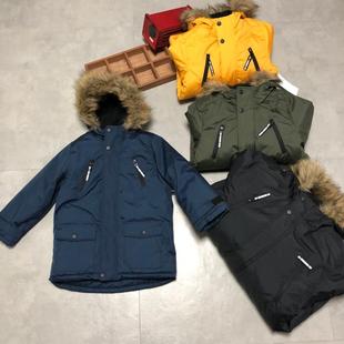 外贸老美元单 中大童男女防水防风连帽夹棉加厚棉服棉衣 100-165