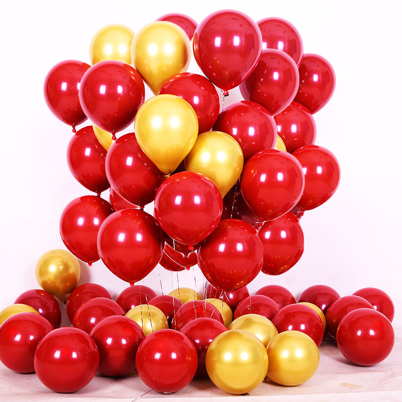 2026新年红色金色气球结婚儿童玩具开业生日周岁派对布置场景装饰