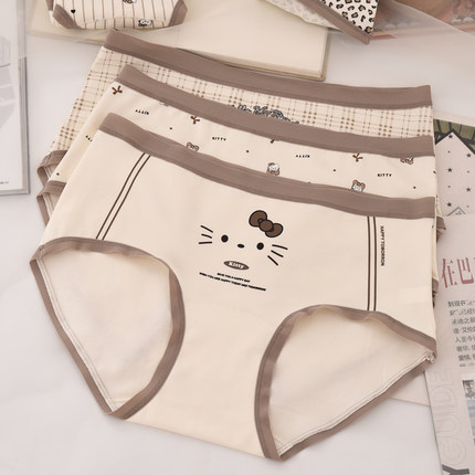 7A抑菌莫代尔棉卡通中腰内裤女学生少女可爱包臀舒适印花三角短裤