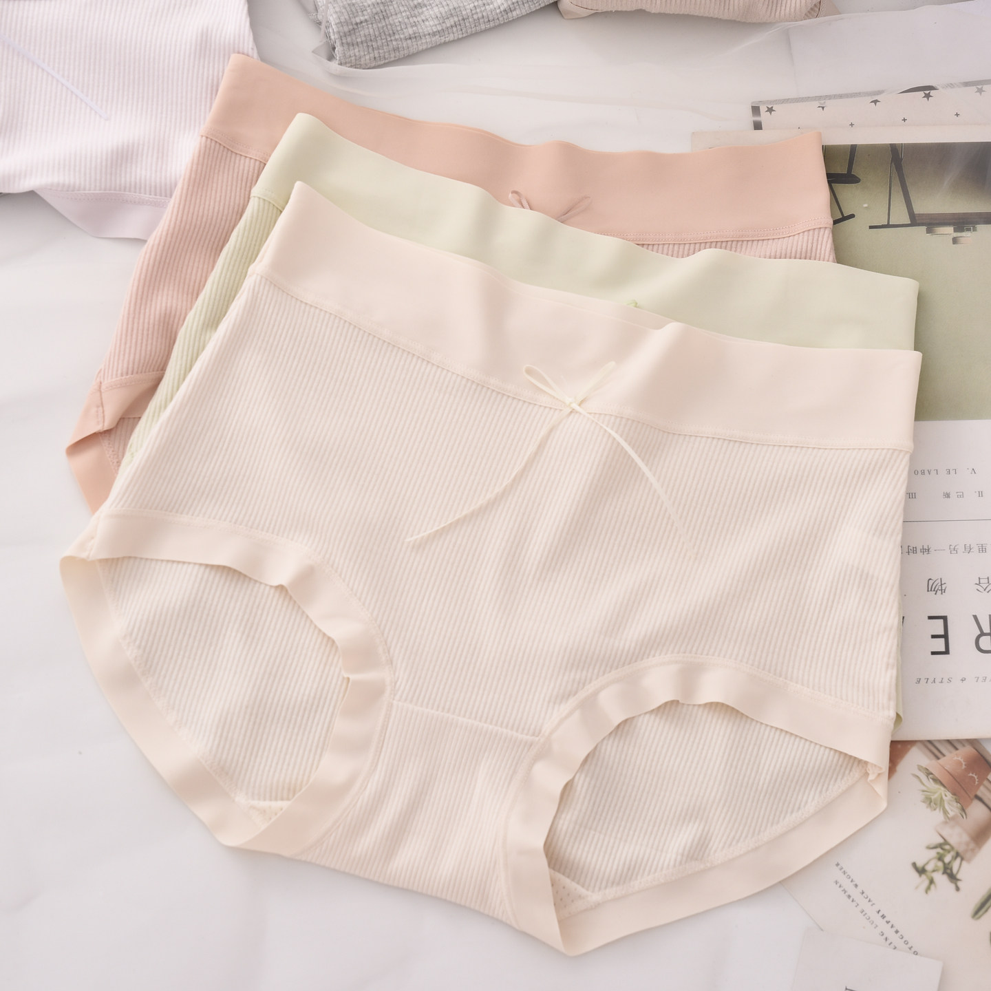 莫代尔螺纹中腰内裤女大码胖MM宽松包臀夏季薄款纯色简约三角短裤
