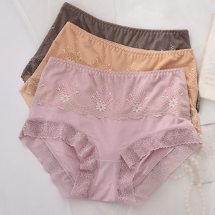 莫代尔蕾丝高腰内裤 包臀大码 胖MM平角裤 衩头 女批厂家直销发新款