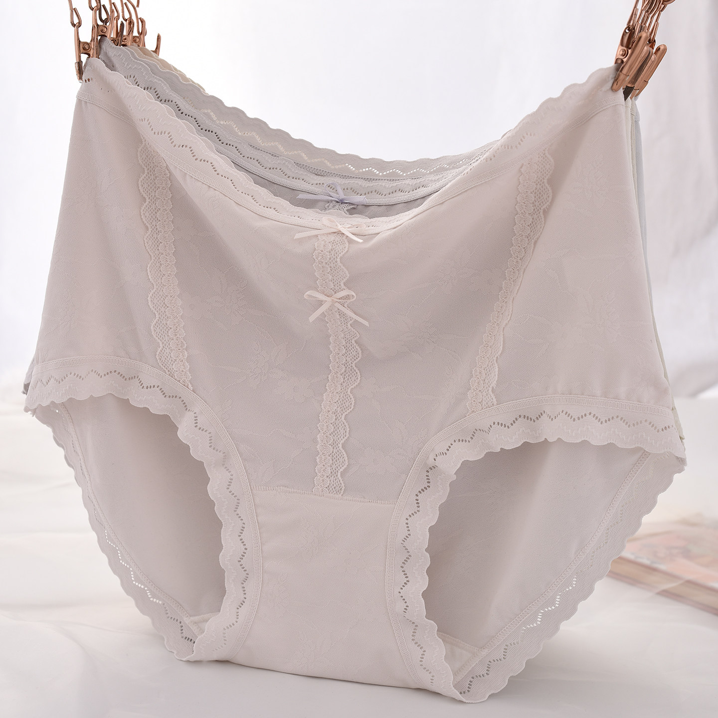 蕾丝半透高腰内裤女蝴蝶结甜美性感少女夏季薄大码包臀三角短裤,女士内衣/男士内衣/家居服,女三角裤,淘宝优惠券,粉丝福利购,淘宝优惠卷