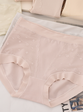 纯棉高腰内裤女蕾丝边棉质面料包臀简约宽松舒适新款百搭三角短裤