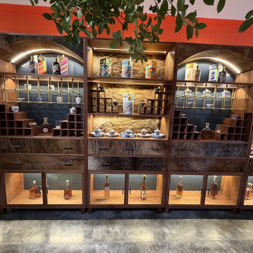 高奢组合餐厅茶室实木皮毛柜酒柜博古架展示柜收纳柜茶具柜高低柜