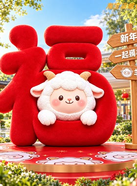 新年可爱小羊毛绒装饰摆件
