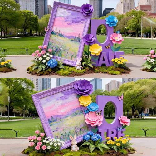 莫奈花园紫色画框美陈户外