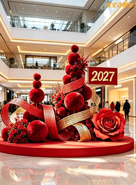 2027新年毛绒装饰摆件商场
