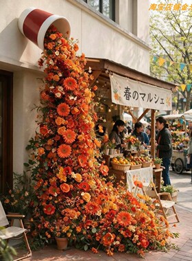 仿真花瀑布装饰花艺商业街