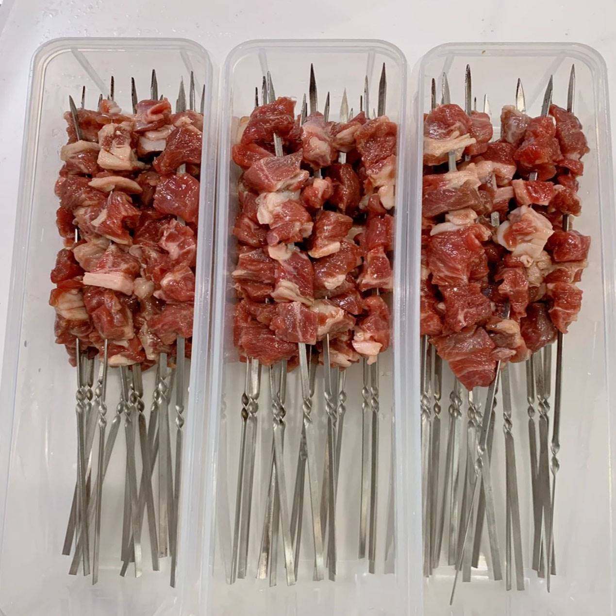 烧烤签子收纳盒加长羊肉串盒子冰箱食品冷藏盒厨房家用带盖保鲜盒图片
