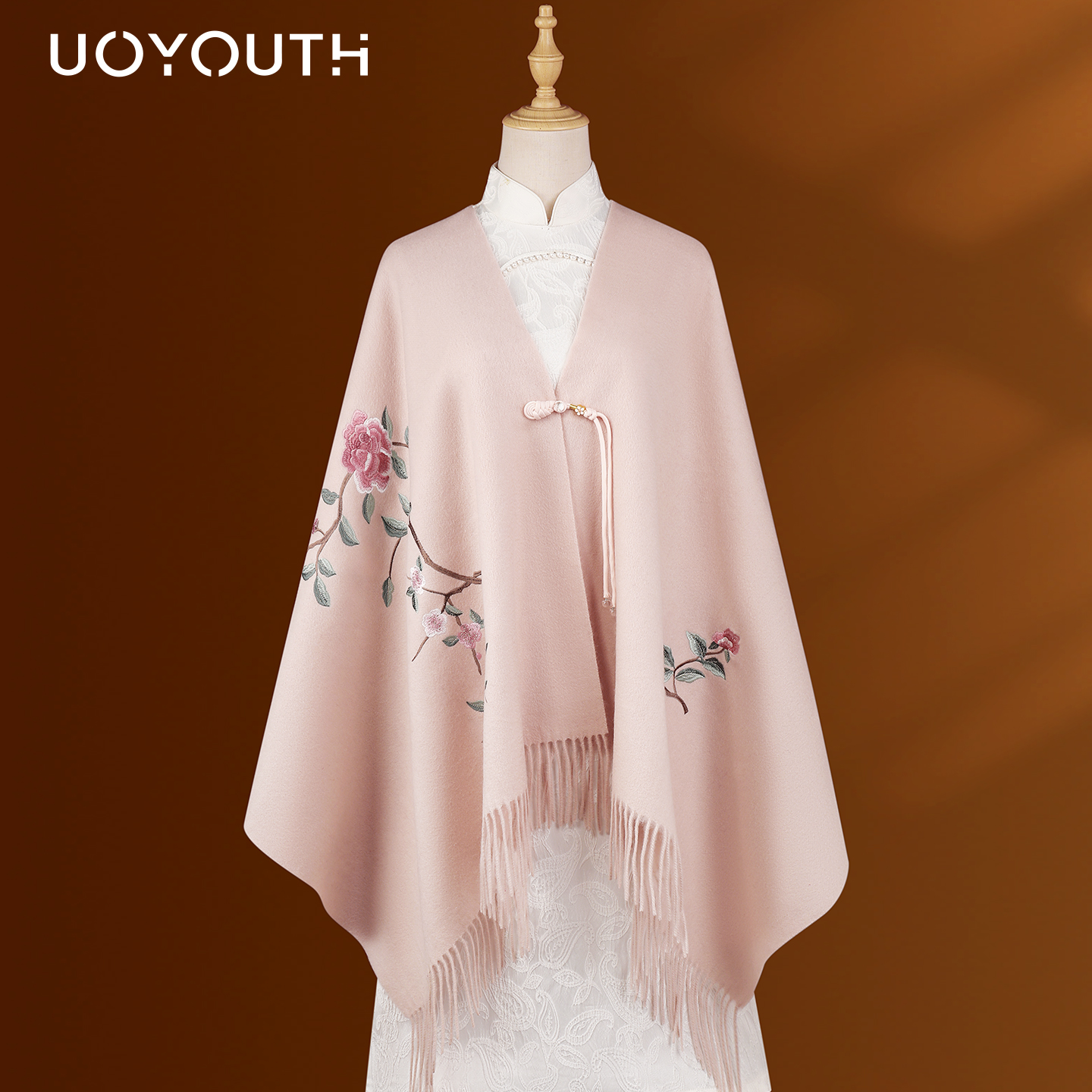 纯羊毛披风女民族风旗袍披肩围巾