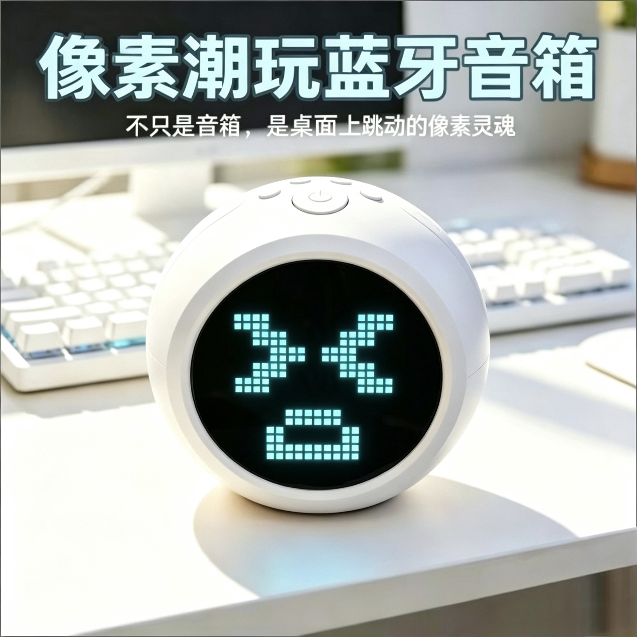 像素蓝牙音箱带闹钟显示多功能迷你小音响桌面男女生创意生日礼物