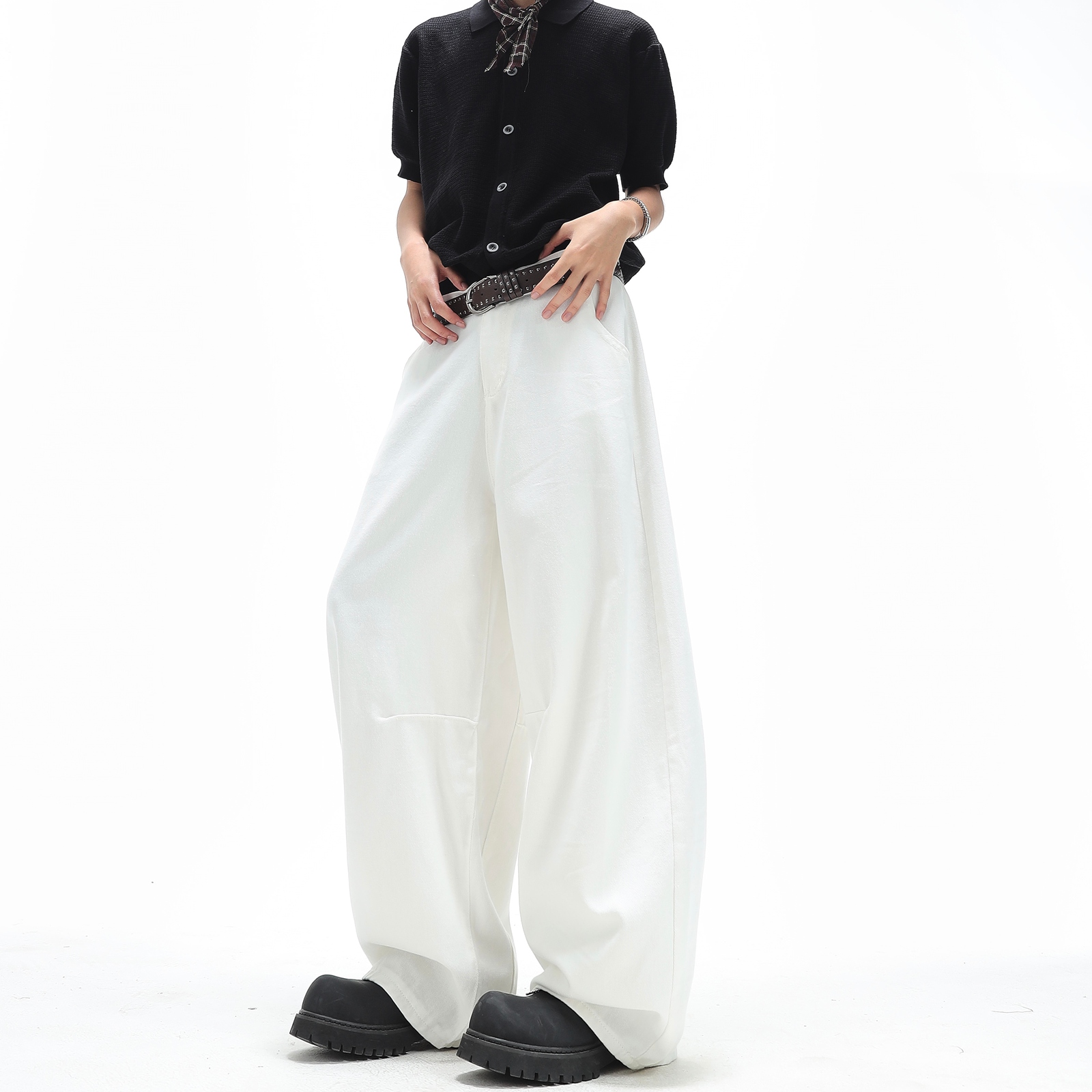 男女宽松牛仔裤白色8007P55，男装牛仔裤，星座517-3
