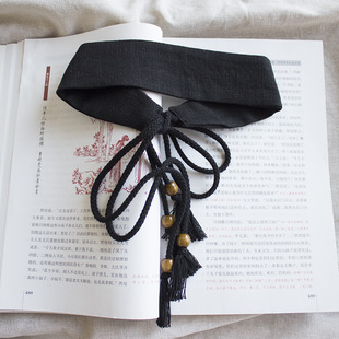 黑色亚麻男女束发带尼泊尔民族风复古旧酷帅低调头巾头饰古风抹额