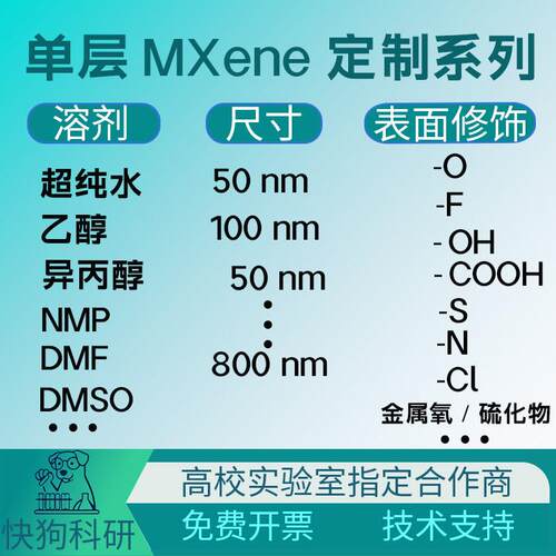 单层Ti3C2 MXene定制服务 表面尺寸溶剂浓度 按需制备科研级