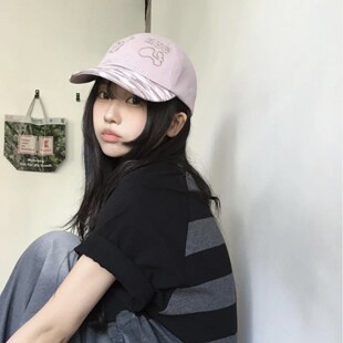 韩国潮牌小众hugyourskin轻松熊联名波点刺绣棒球帽鸭舌弯檐帽2色