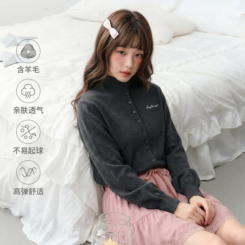 boise半高领针织开衫毛衣女