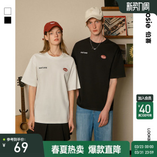 字母短袖 新款 bosie2025年夏季 T恤男情侣休闲简约体恤潮 NATURE