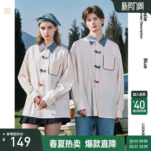 腊肠狗 衬衫 bosie2026年春季 绣花长袖 男情侣休闲宽松外套 新款