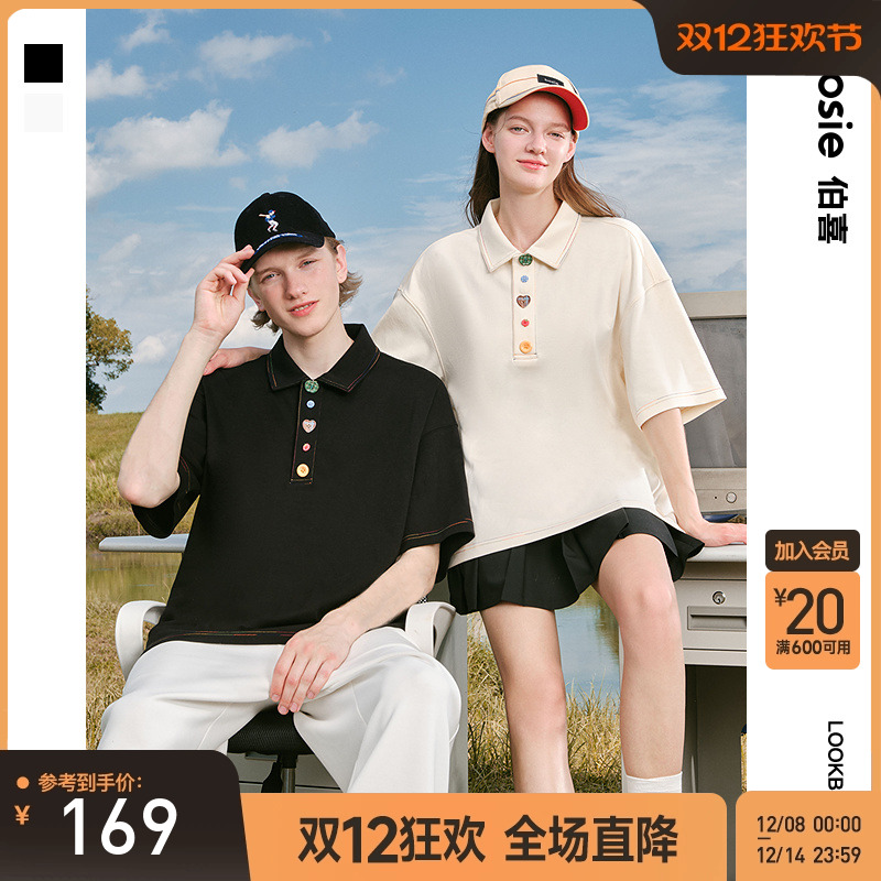bosie情侣趣味短袖老钱风polo衫