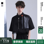 衬衫 短袖 男情侣潮牌设计感拼接休闲衬衣 新款 bosie伯喜2025年夏季