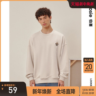 新款 bosie伯喜2025春秋季 圆领套头卫衣男情侣宽松百搭 小花人