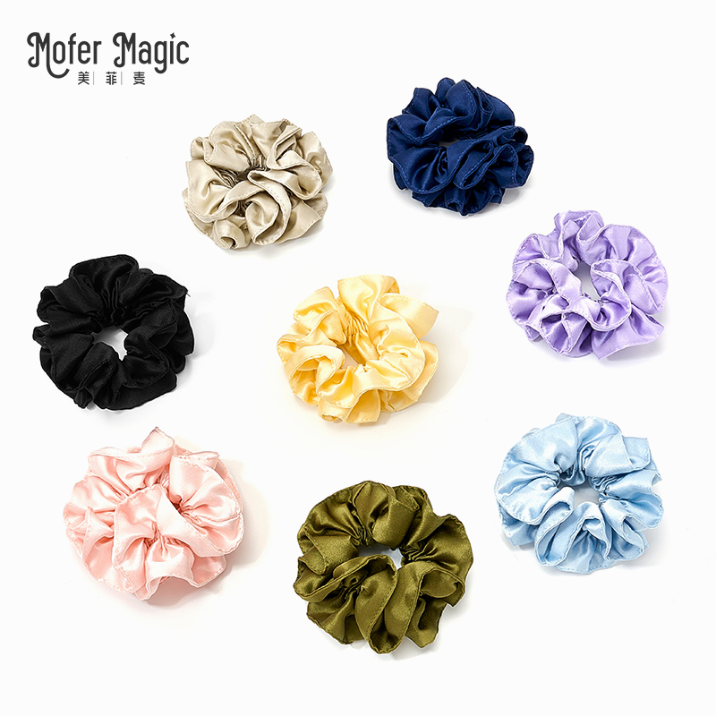 美菲麦法式温柔纯色真丝大肠发圈女扎头发绳高弹力马尾头绳发饰